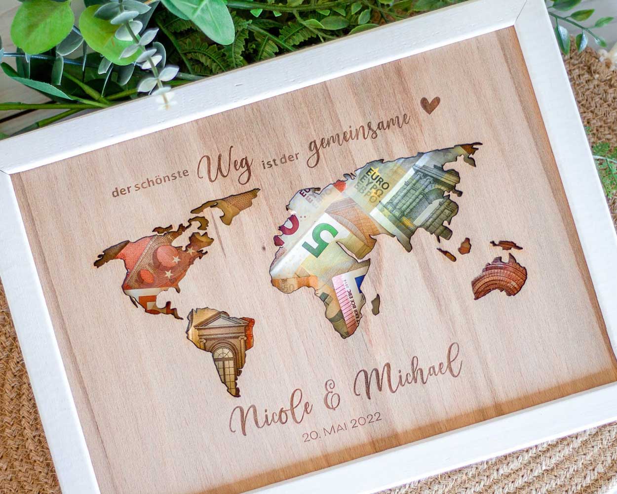 Individuelles Geldgeschenk Weltkarte