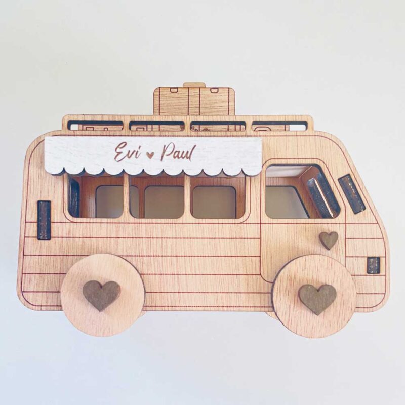 Geldgeschenk Hochzeit Camper Van mit Namen