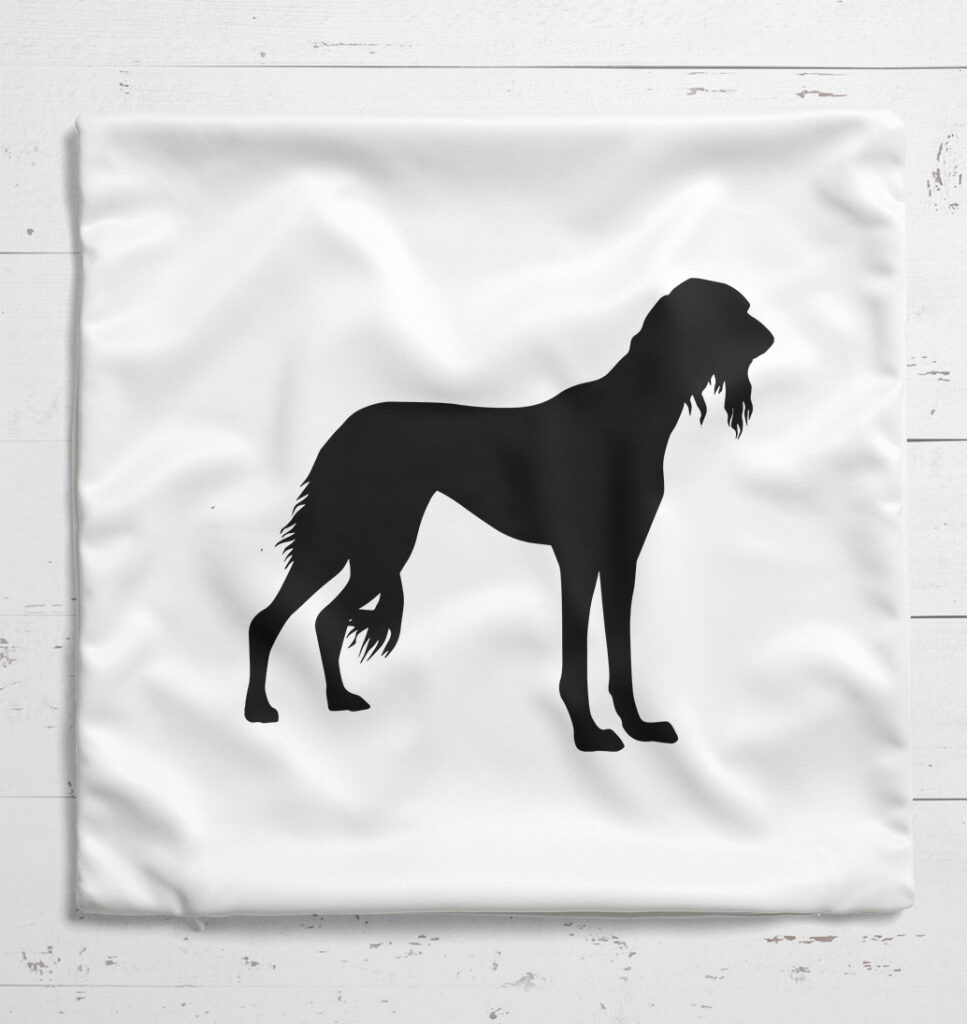 weisses Kissen mit Saluki Motiv