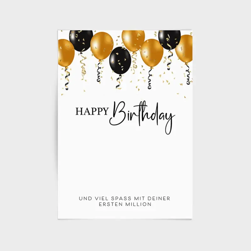 „Deine erste Million“ – Romantisches Geldgeschenk zum Geburtstag zum Sofort-Ausdrucken