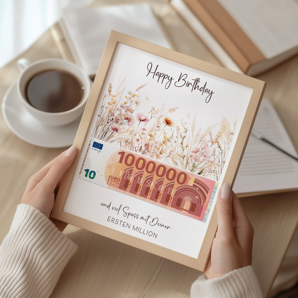 Geburtstagsgeschenk zum selber drucken mit Wildblumen