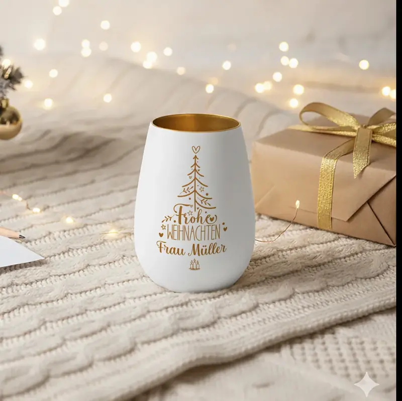 personalisiertes windlicht lehrer:innen mit weihnachtsgruß