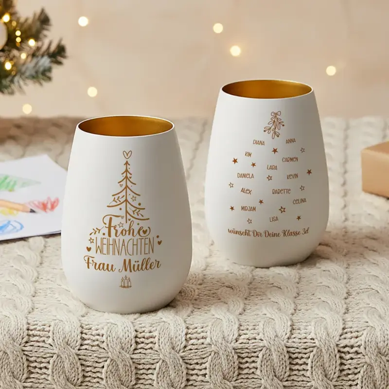 personalisiertes windlicht lehrer:innen mit weihnachtsgruß