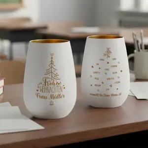 personalisiertes windlicht lehrer:innen mit weihnachtsgruß